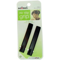 Scunci No Slip Grip All Day Hold No Slip Grip Hair Barrettes, Black, 2 Ct