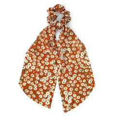 Nollia 4 Sets of Floral Scrunchies With Matching Hair Ties, Thin Airy Fabric