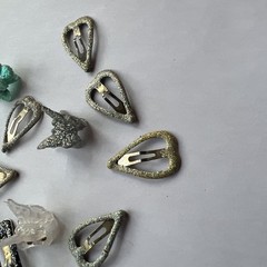 AUTHENTIC 90s Y2K Hair Clips BUTTERFLY HEART GLITTER Retro VINTAGE