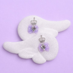 Japanese Handmade Jirai Kei Angel Wings Hair Clips Purple Crown Tenshi Kaiwai