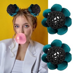5 Pack Large Ballet Hair Bun Covers with Flower Ponytail Elastic Knit Mesh Snood