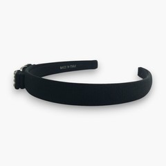 Salvatore Ferragamo Vara Bow Rhinestone Crystal Headband Black Silver Box
