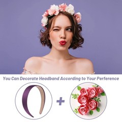 16 Pcs Satin Headbands 1 Inch Anti Slip Ribbon Hard Hair Bands Women Girls Craft