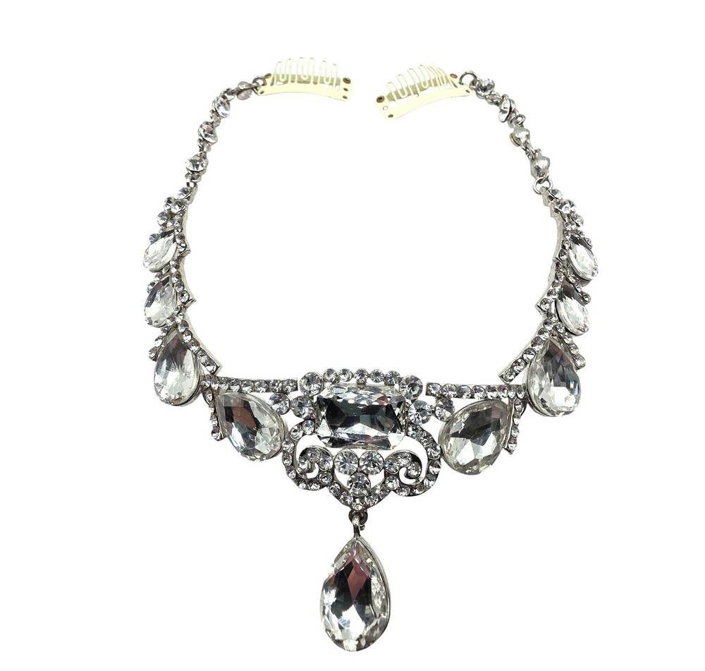Crystal Rhinestone hair accessory Teardrop Pendant Comb Clasps wedding Formal