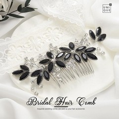 Crystal Bride Wedding Hair Comb Silver Leaf Bridal Hair Accessories Rhineston…