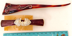 Vintage Hair Accessories Lot Made in France Hair Stick & Rhinestone Bow Barrette