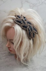 Headband Hair Band Party Bead Elegant Black Silver Business NWOT Sexy Fashion