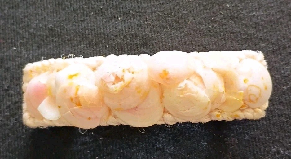 Vintage 1980’s Seashell Hair Barrette Taiwan Beach Mermaid Core Woven Shell Clip