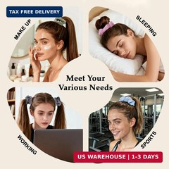 Satin Scrunchies for Women – 8PCS Plaid Mix (Light Blue, Black & White, Pink, Da