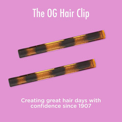 Goody Stay Tight Hair Barrettes, 4 Ct, Mock Tort, Slideproof Flat Clips, Comfort