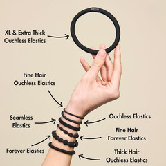 Ouchless Black Hair Ties – 15 Ct, 4MM Rubber Bands for Women & Men