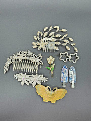 8pc Hair Accessory Lot Rhinestone Combs Butterfly Star Daisy Resin Clips Barrett