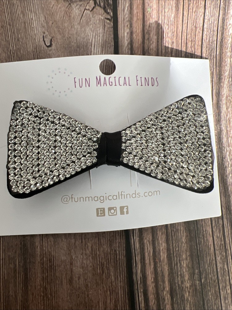 Dressy Black Hair Barrette Clip With Rhinestones 2.5”