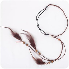 Boho Feather Headband Indian Hippie Gypsy Headpiece Feather Tassel Headdress Adj