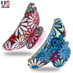 2Pcs Pack Womens Hair Claws Clips Floral Medium Size Butterfly Jaw Clips