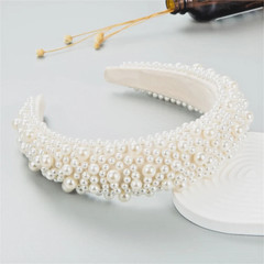 BRAND NEW LUXURY HANDMADE WHITE PEARL HEADBAND HAIR ACCESSORY, BRIDAL OR RACES