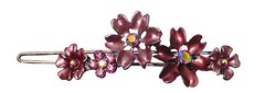 Crystal Flower Barrette with Snap-On Hair Clip for Thin Hair YY86400-11