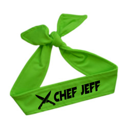 Personalized Chef Headband with Your Custom Text and Knives Graphic Tie Back