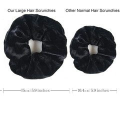 6 Count Big Black Velvet Scrunchies, Healthier Hair Ties for Women Girl, Not Hur