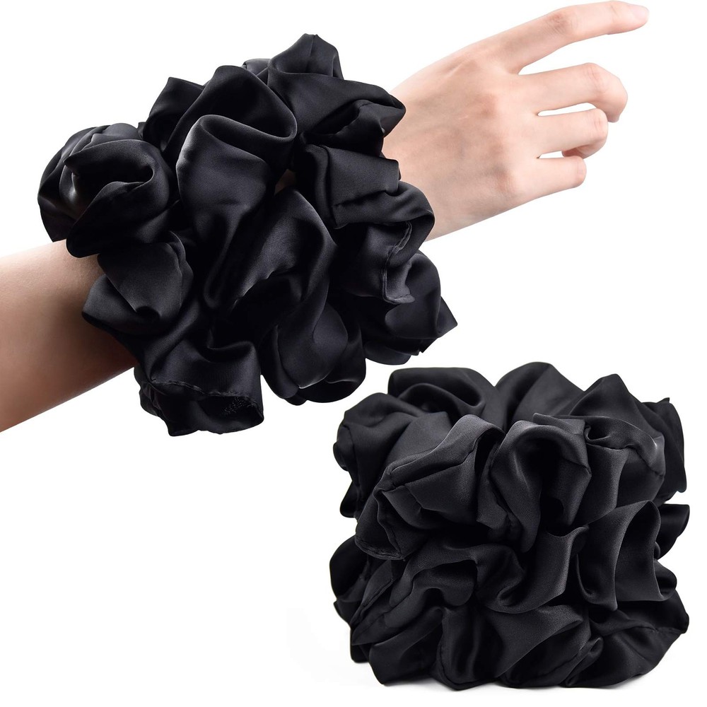 CEELGON Black Big Scrunchies for Women 1 Count (Pack of 6), Oversized