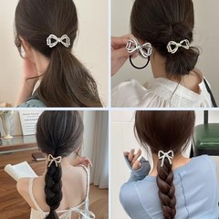 4pcs hair bow metal hair tie hair cuffs for ponytails gold hair cuffs