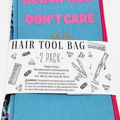 2 Pack Hair Tool Bag Fun Colorful Tropical Blue Beach Zip Closure Travel