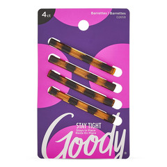 Stay Tight Hair Barrettes, 4 Ct, Mock Tort, Slideproof Flat Clips, Comfortable &