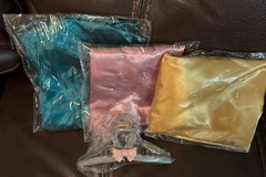 4Pc Satin Sleep Cap & Hair Claw Clip Set Wide Brim Night Bonnet Shower Cap New