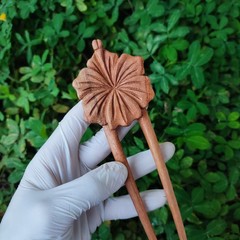 Handmade Hibiscus Flower Hair pin hair stick hair fork | Wooden Hair accessory