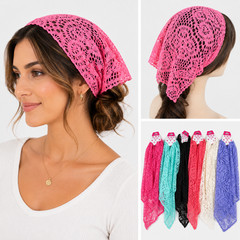 6 Pcs Women’s Lace Hair Bandanas Chiffon Head Wrap Kerchief Boho Scarf Headband