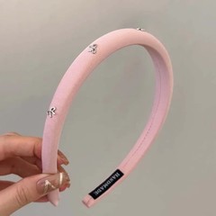 Korean Metal Bow Headband for Women Girl Vintage Elegant Solid Color Fabric