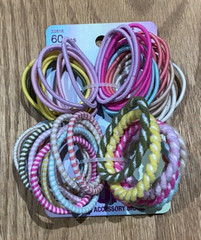 scunci Assorted Colors and Patterns Elastics 60pk New