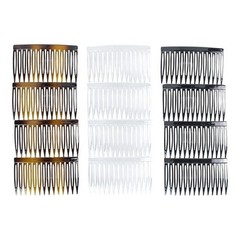 Scunci Plastic Side Hair Combs, Black, Clear, and Tortoise Shell, 12 Ct US