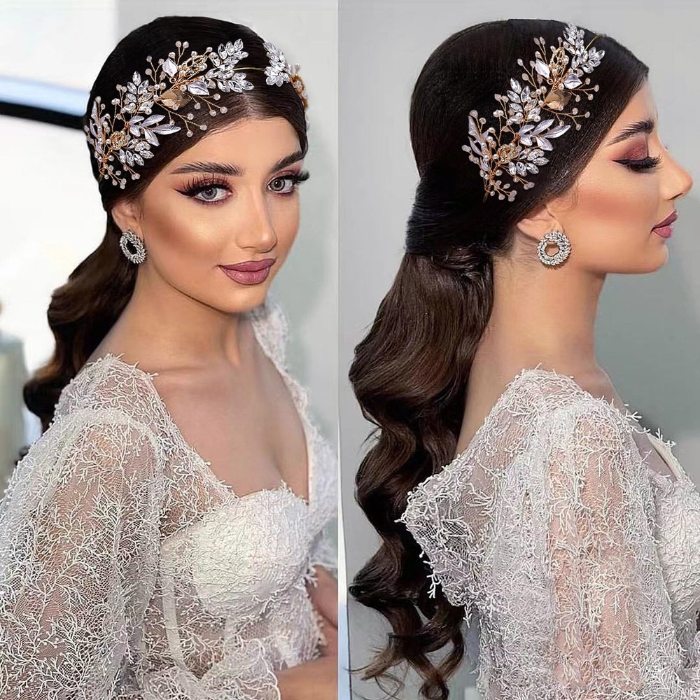 Gold Rhinestone Bridal Headpiece Wedding Hair Accessories Headband Women Girl