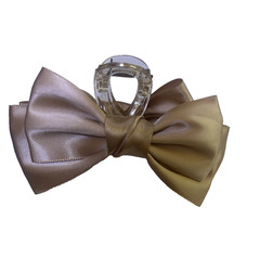 Champagne Beige Bow Hair Clip Large Ribbon Barrette Girls Women Hair Accessory