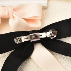 Ribbon Hair Bow Clips for Women and Girls – Black 1 Count (Pack of 2), black