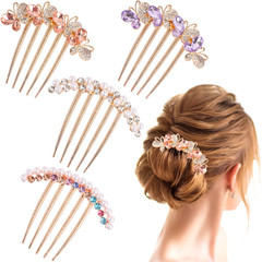 Pearl Rhinestones Hair Accessories – Crystals Butterfly Hair Fork Clips for Updo