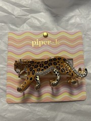 Piper + K Leopard Hair Claw Clip Gold Enamel Rhinestone Animal Print
