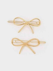 NEW Gold Bow Hair Clips Bobby Pins Barrettes Set of 2 Boho Coquette Twee