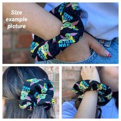 Checkered Black and White Scrunchie hair Tie Ponytail