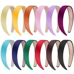 SIQUK 12 Pieces Satin Headbands 1 Inch Wide 1 Count (Pack of 12), Multicolor