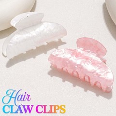 Fashey Acrylic Claw Clip Pink Hair Clips Cute 1 Count (Pack of 2), Pink+White