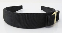 Auth SALVATORE FERRAGAMO Vara Black Head Band Hair Accessory #49847B