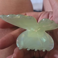 Butterfly Hair Claw Clip Iridescent Yellow Plastic Rhinestone Accents
