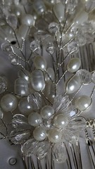 2 Pearl & Crystal Bridal Comb White Flower Special Occasion Hair Comb