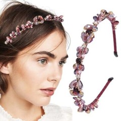 Baroque Rhinestones Headbands Purple Thin Hairband 1 Count (Pack of 1) A-Purple
