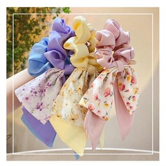 5 Pcs Floral Hair Scarf Scrunchies Bowknot hair ribbons Hand Bands Elastic