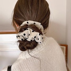 4 PCS Velvet Polka Dots Hair Ties Bands Elastic Scrunchies Ponytail Holders