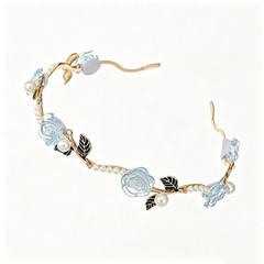 Summer Elegant Floral Hair Hoop, Pearl & Crystal Decor Women’s Daily Headband