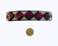 Dichroic Fused Glass Hair Barrette Handmade by Janet Wolery – 4” – PINK FLAMES
